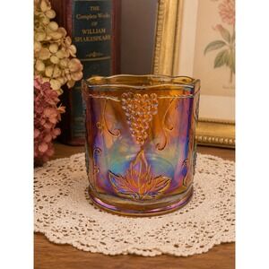 Vintage Indiana Glass Harvest Grape Carnival Glass Canister Base Candle Holder